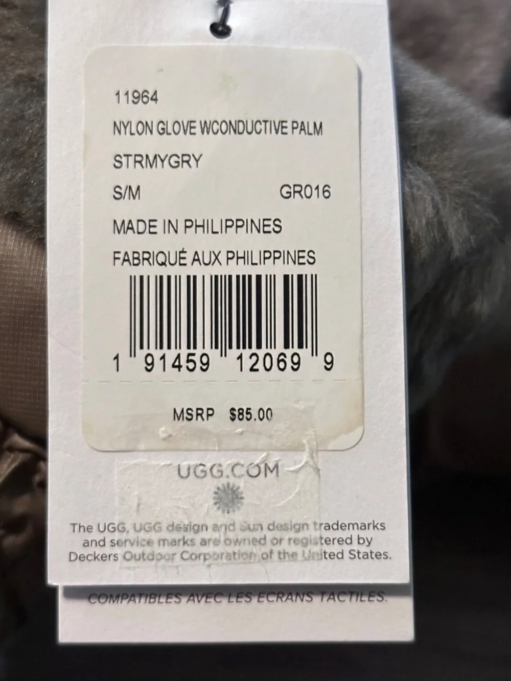 NWT‎ UGG Women's Shearling Cuff Smart Tech Enabled Gloves Stormy Gray S/M